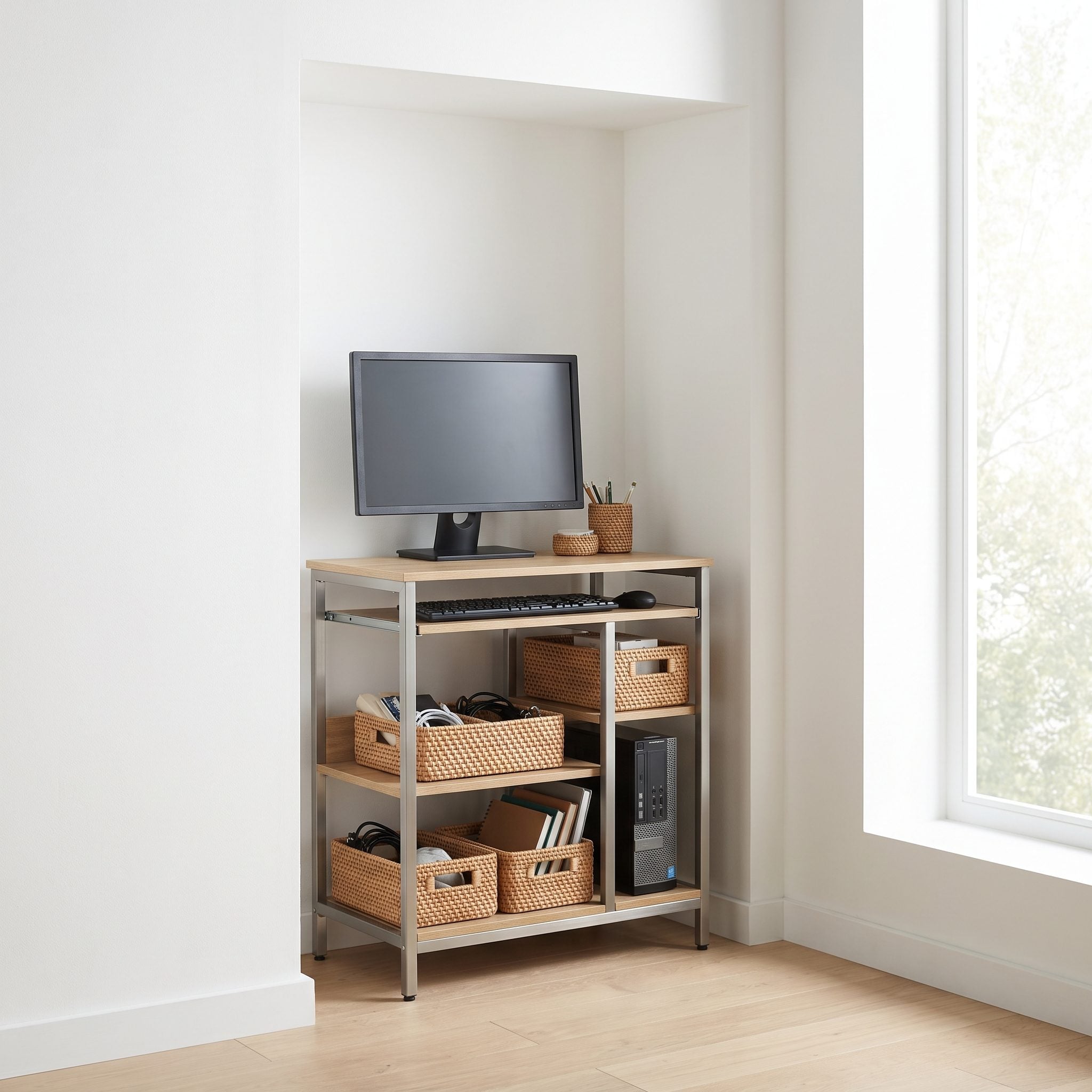 The Rolling Computer Cart for Homes With No Room to Spare