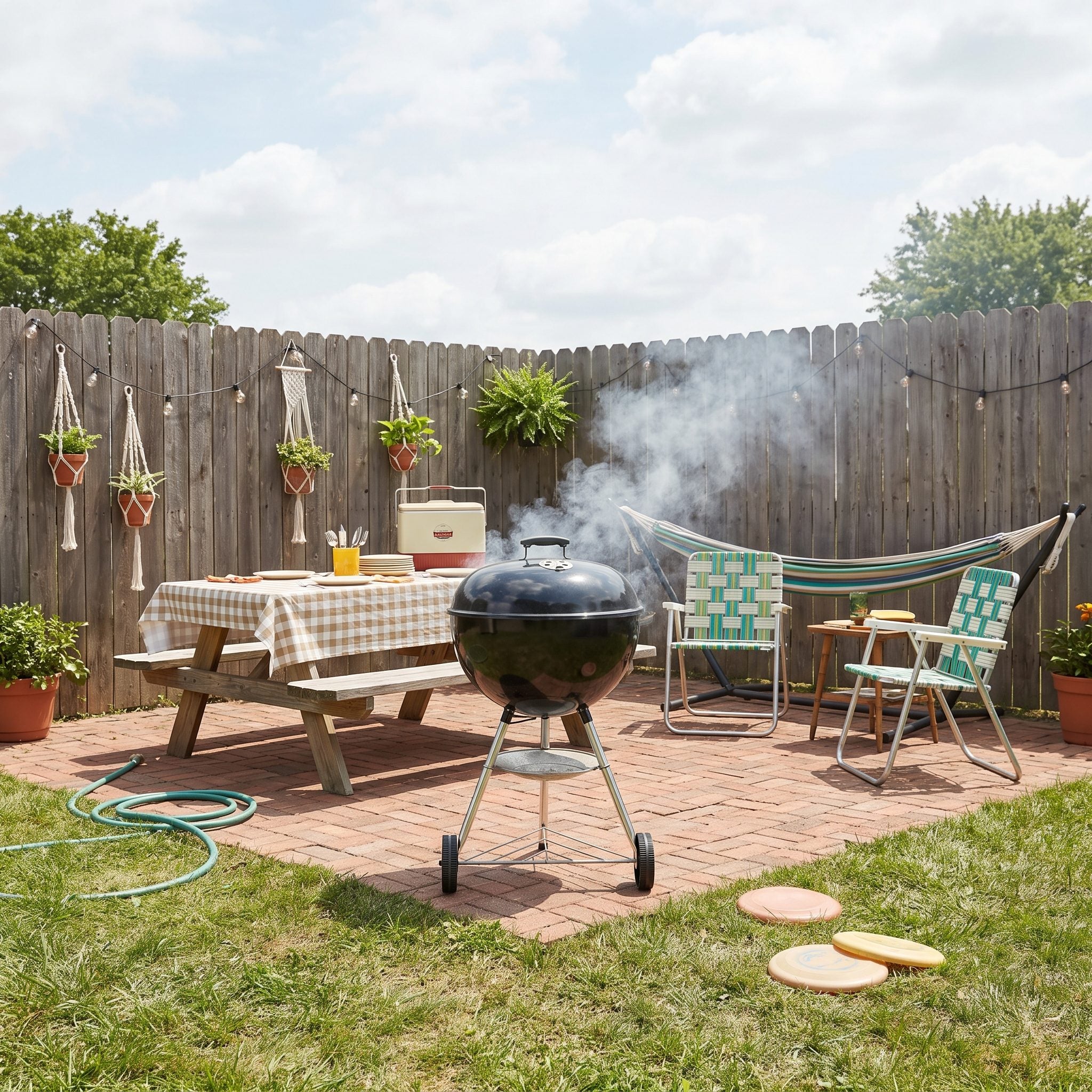 The Round Charcoal Kettle Grill Smoking Up the Entire Backyard