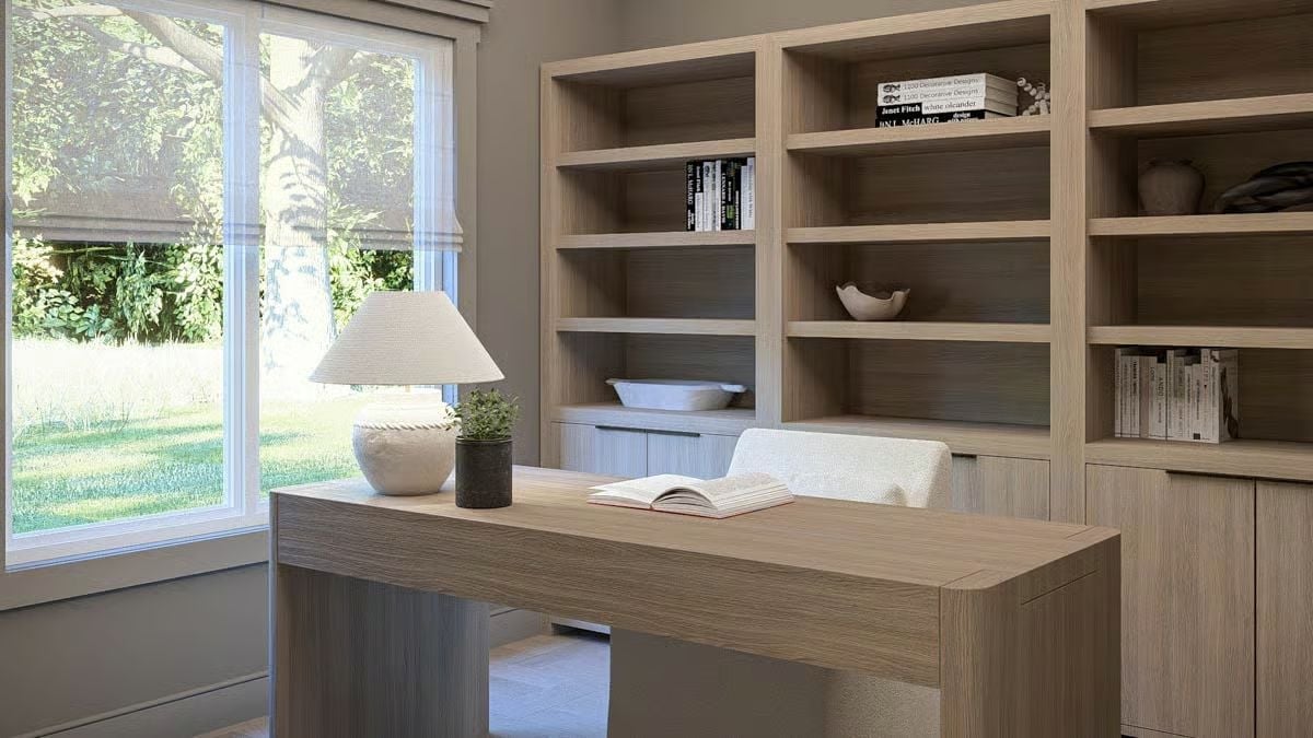 Warm Oak and Natural Light Doing Exactly What a Home Office Should