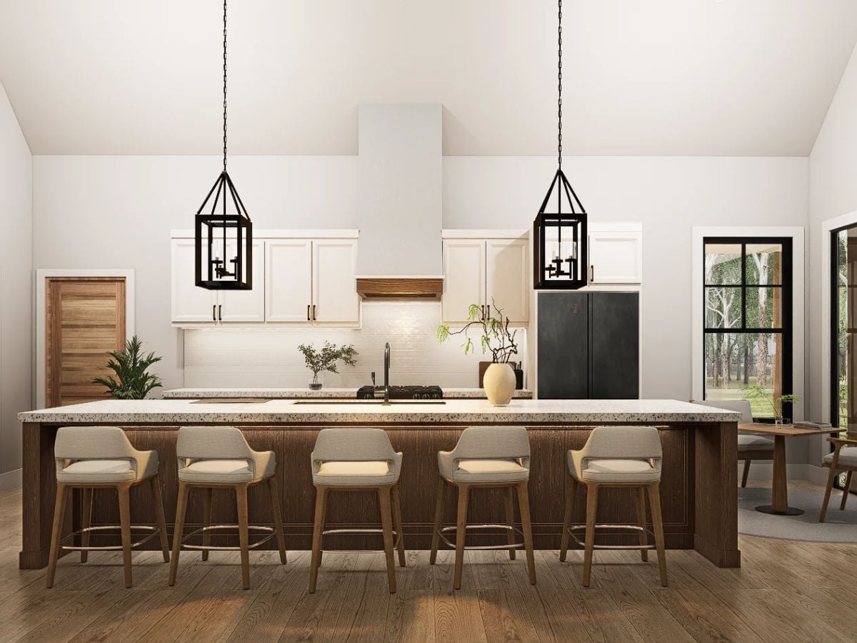 Lantern Pendants and a Walnut Island That Earns Every Inch of Counter Space