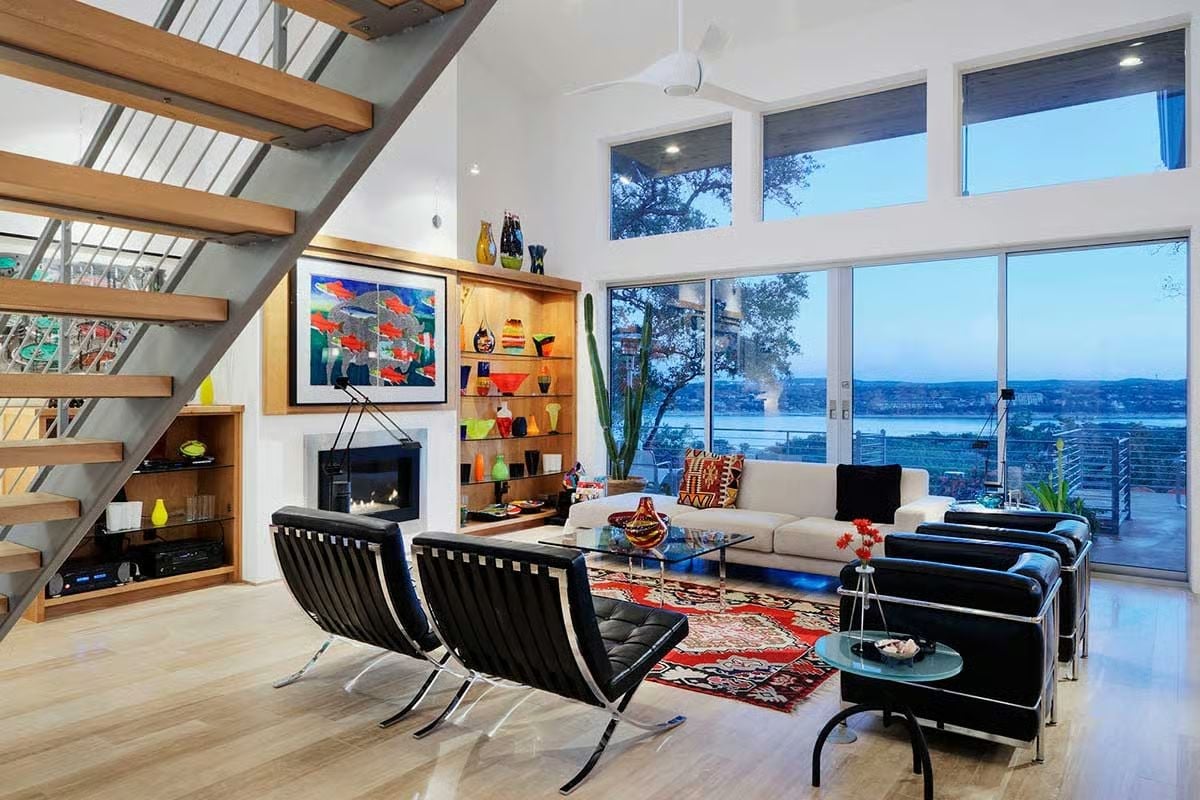 Barcelona Chairs and a Lake View That Does Most of the Decorating