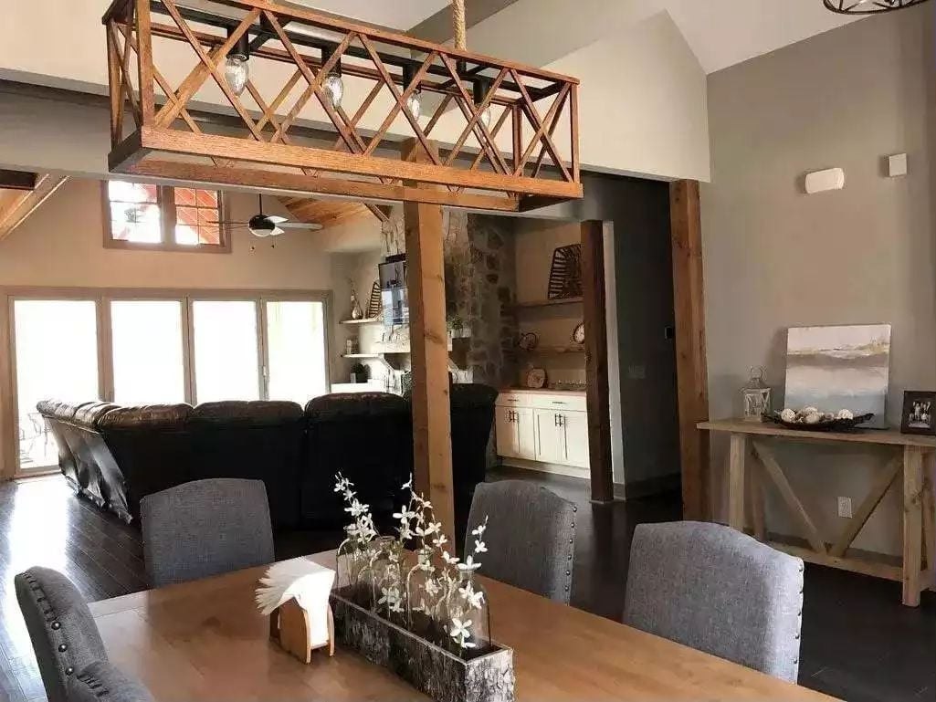 Loft Railing Built From the Same Timber as the Posts Below It