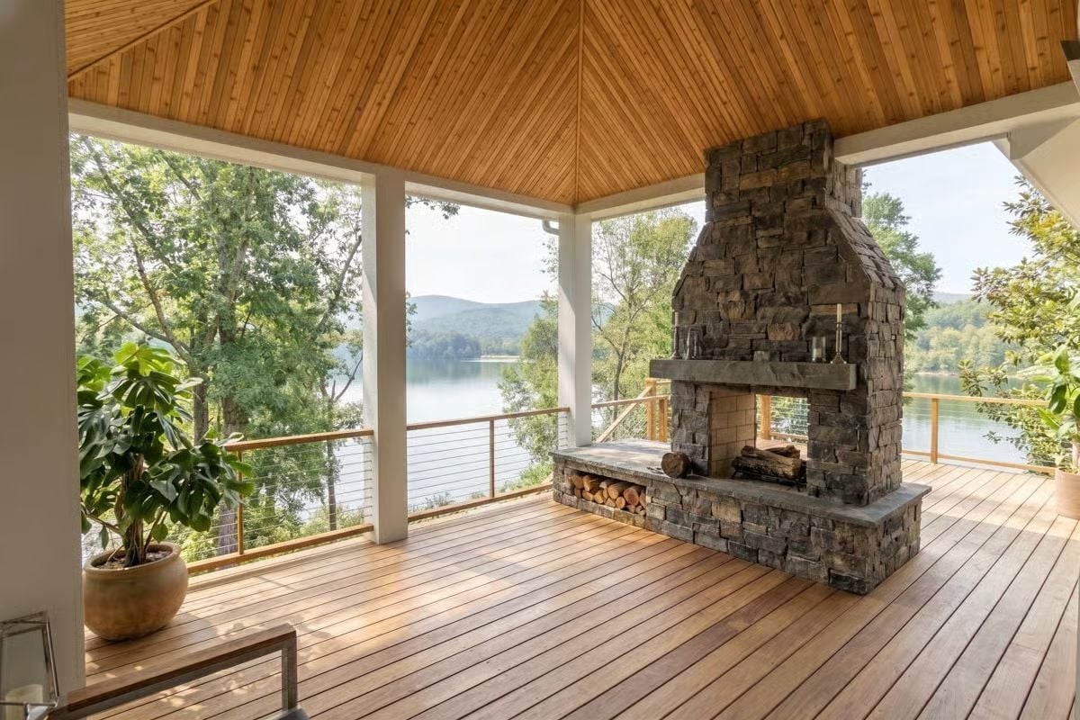 Stone Fireplace, Firewood Storage Built In, and a Lake That's Not Going Anywhere