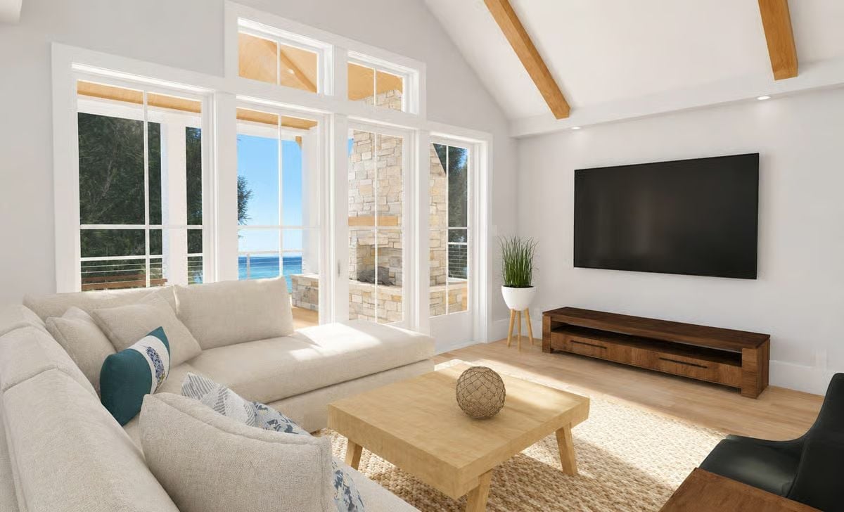 Vaulted Ceilings, Ocean Views, and a TV Wall That Actually Earns Its Place