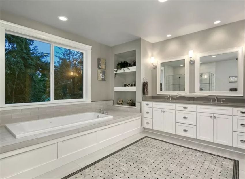 Soaking Tub With a View and Built-In Shelves That Actually Get Used