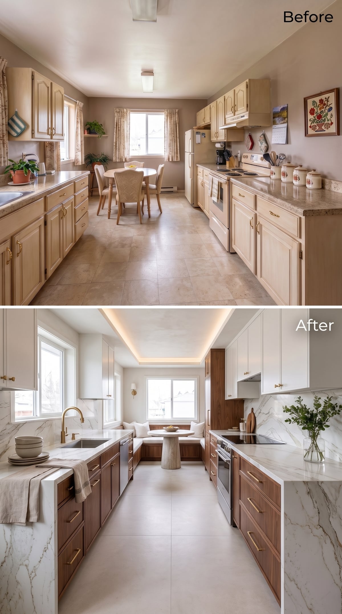 Brass Hardware, a Built-In Banquette, and Cove Lighting That Does the Heavy Lifting