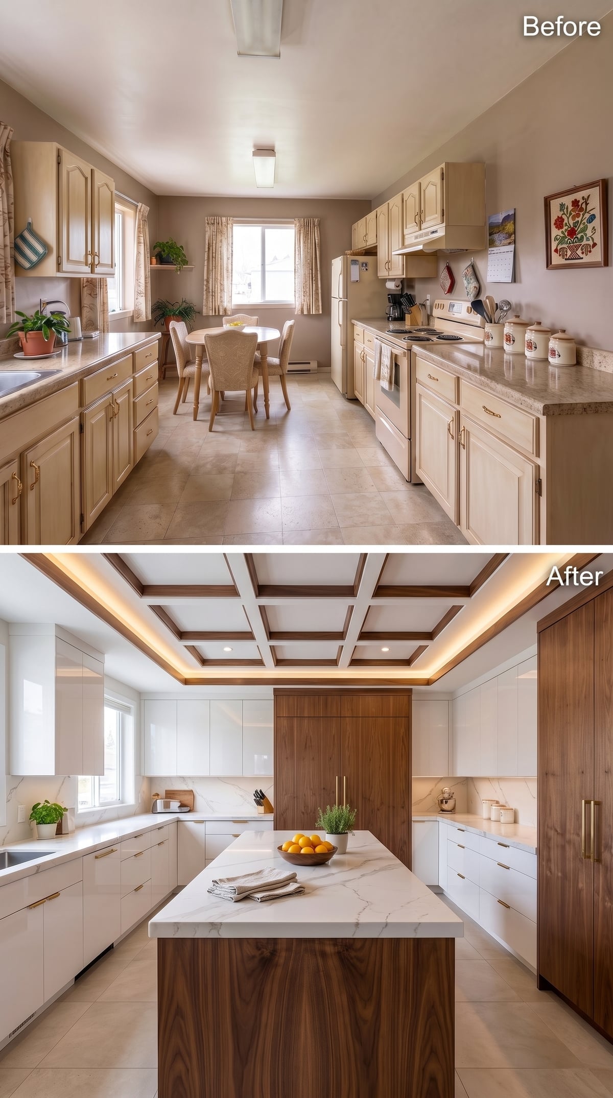 Coffered Ceiling, Walnut Tower, Marble Island: When Structure Does the Decorating