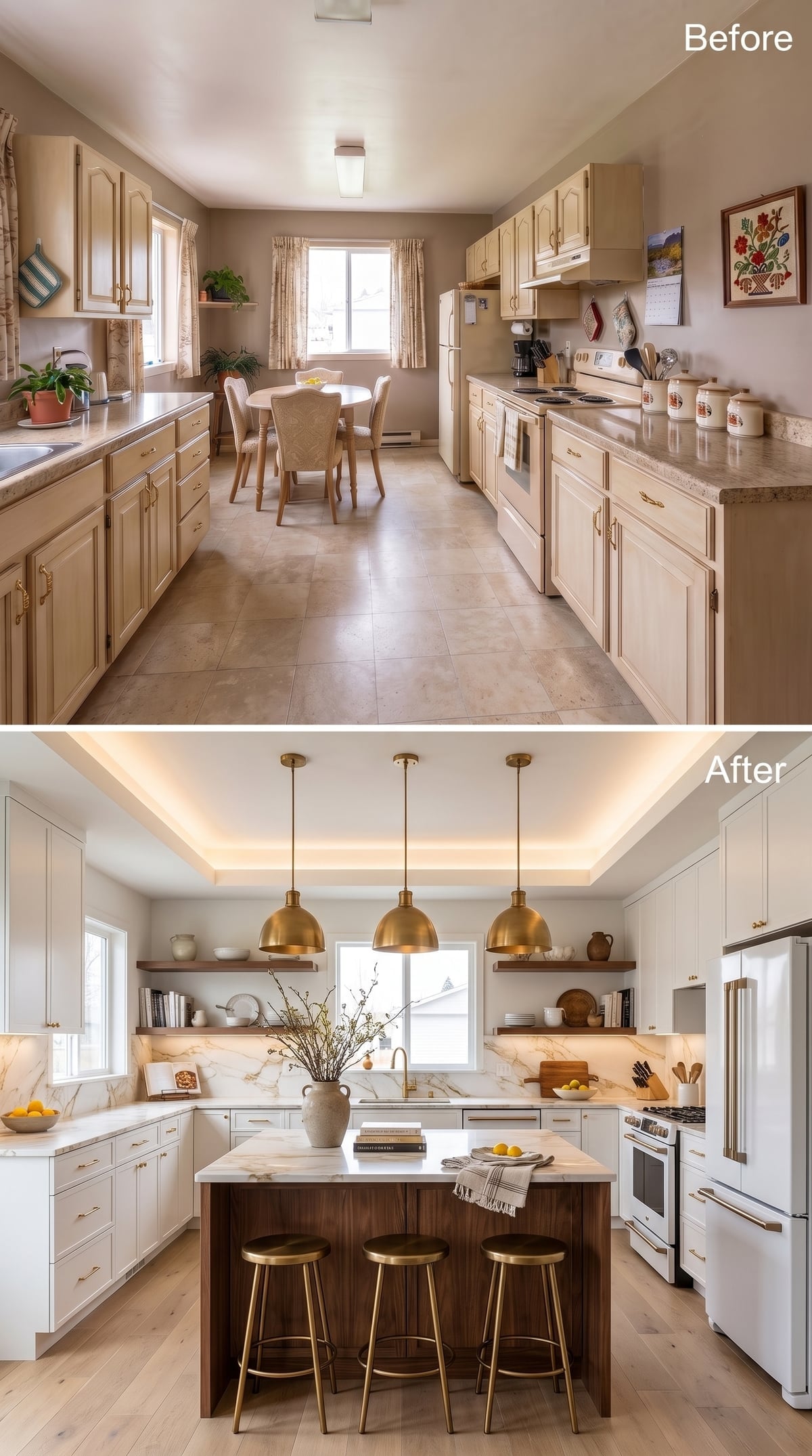 Gold Pendants, Walnut Base, Marble Counters: Three Decisions That Carried the Whole Room