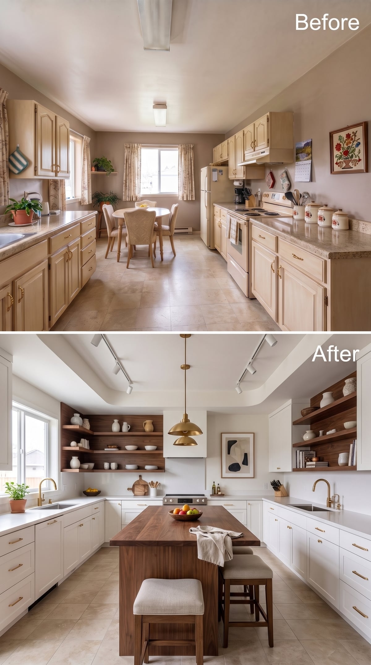 Open Shelves, Brass Hardware, and a Walnut Island That Actually Earns Its Place