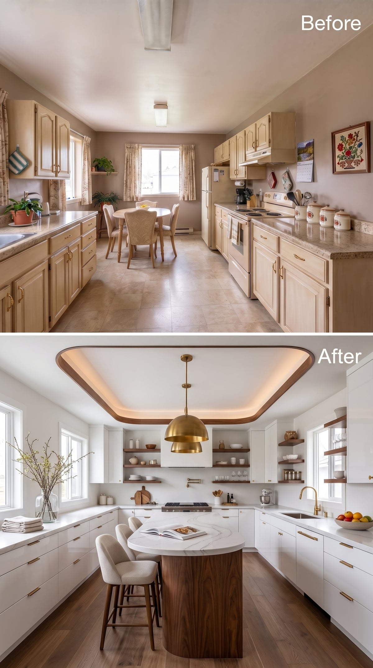 Walnut Island Base, Cove Lighting, Brass Pendant: When Every Decision Pulls Its Weight