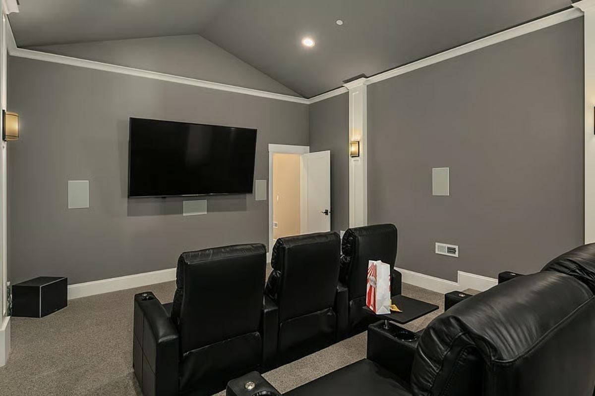 Popcorn on the Side Table Means This Home Theater Actually Gets Used