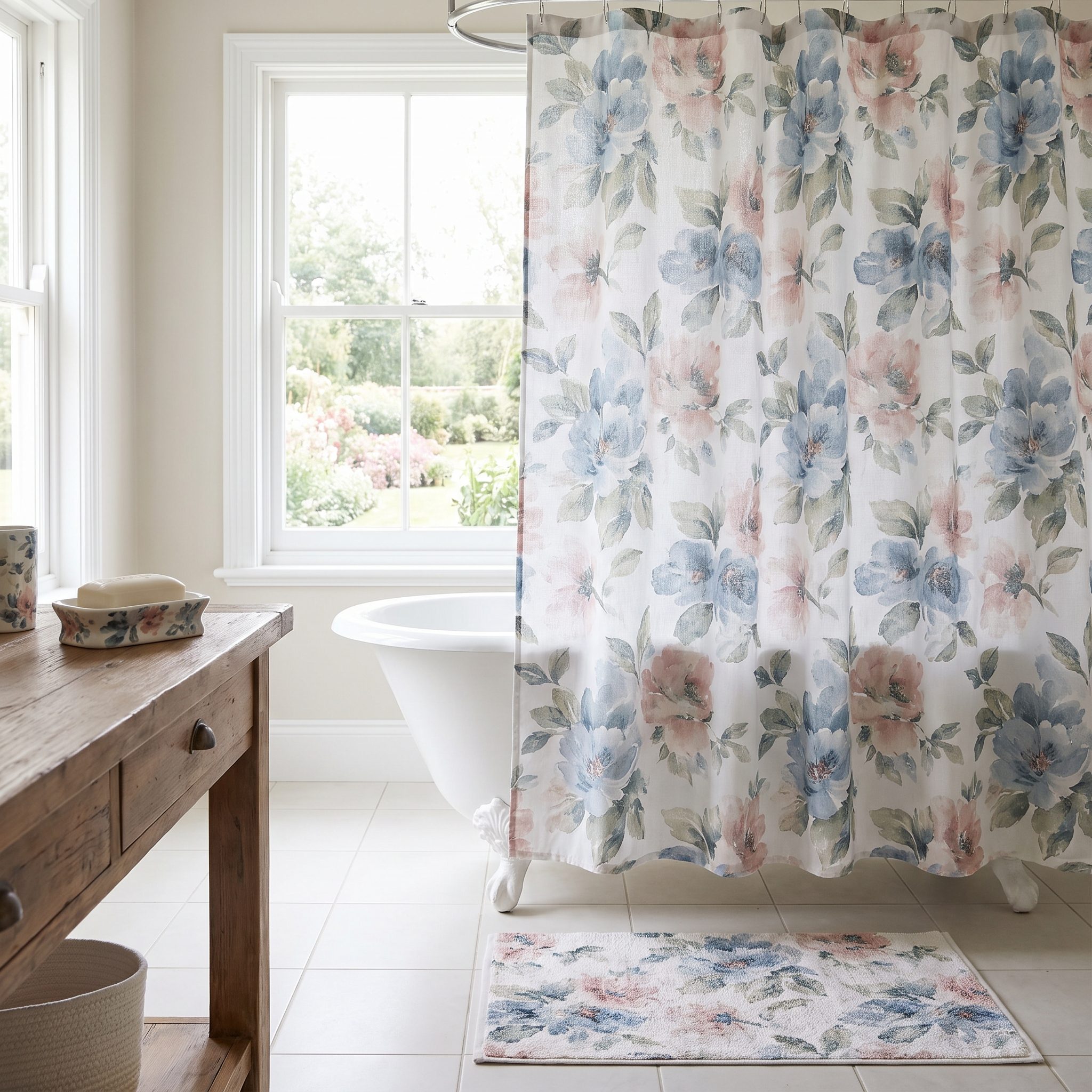 The Shower Curtain, the Soap Dish, and the Rug All Singing the Same Tune