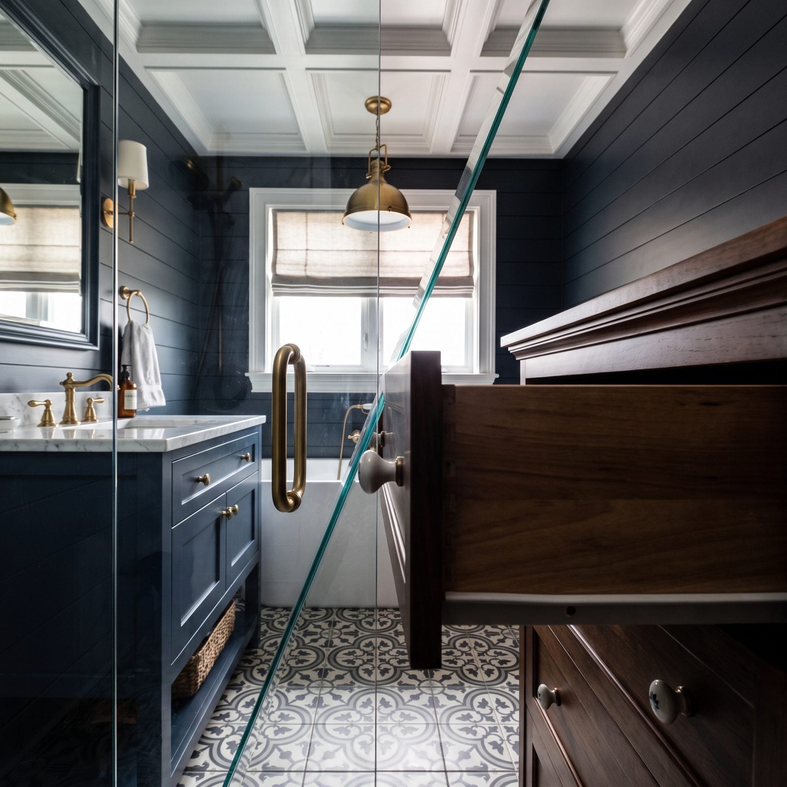 A Shower Door That Collides With an Open Vanity Drawer