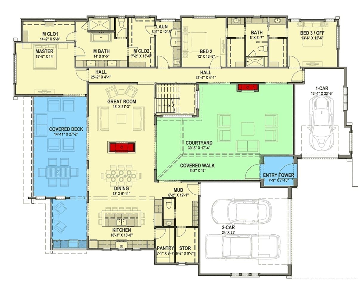 Floor Plan - The Siena 5-Bedroom Tuscan with Courtyard and Golf Simulator Designed for Self-Made Homeowners Finally Building What They Always Wanted