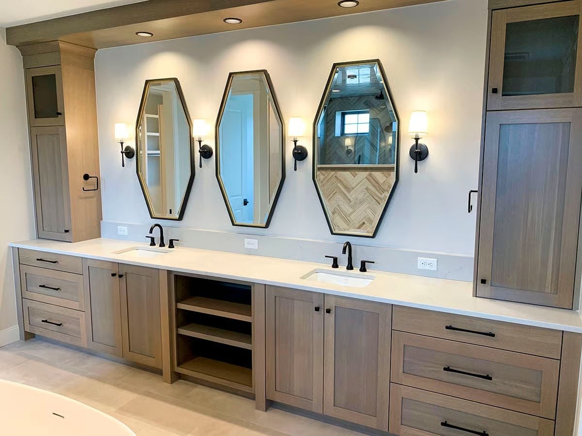 Geometric Mirrors and Whitewashed Oak Make a Strong Case for Restraint