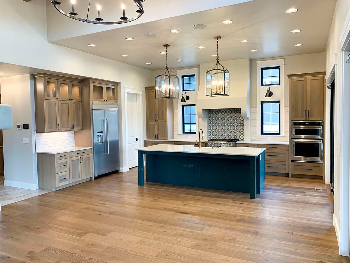 Teal Island in a Sea of White Oak and Warm Wood