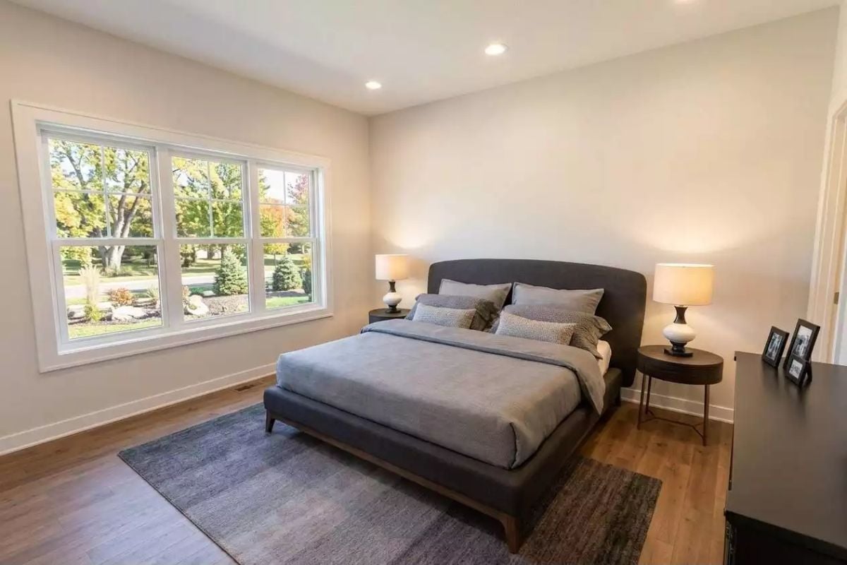Gray Linen Bedding and a View Worth Waking Up For