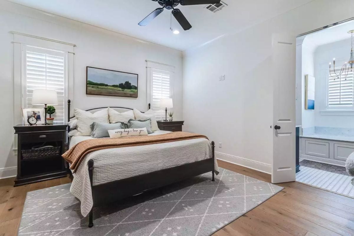 Iron Bed Frame and a Rust Throw That Make the Room Feel Lived In