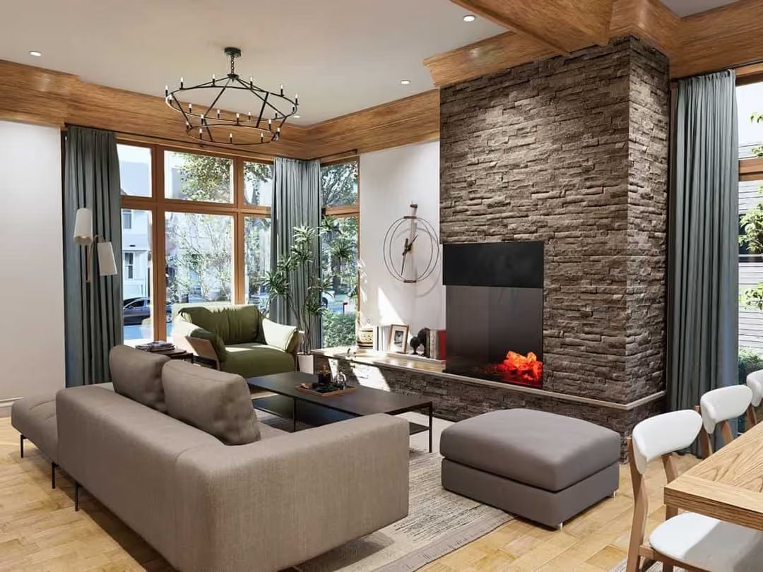 Stacked Stone Fireplace Column That Actually Earns Its Square Footage