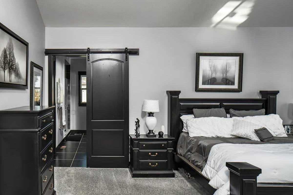 Black Barn Door and Matching Furniture Suite Built for Owners Who Know Their Style