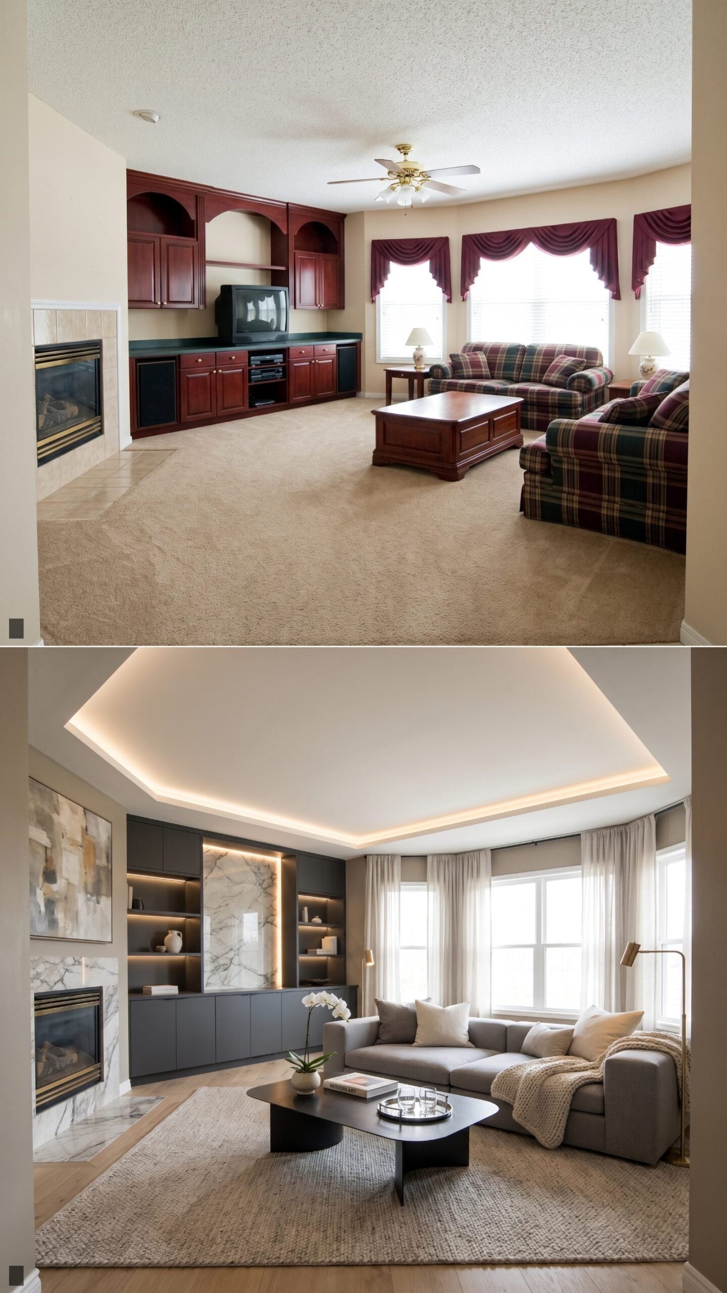 Sleek Contemporary Monochrome with Backlit Stone