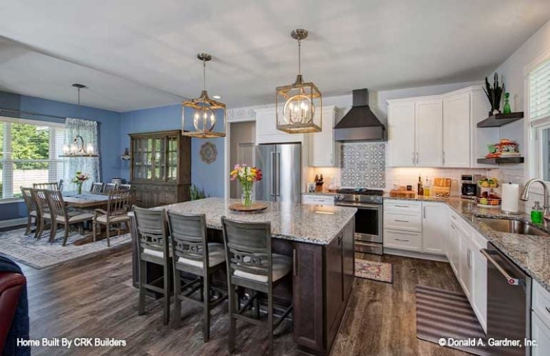 Lantern Pendants and Granite That Pulls the Whole Kitchen Together