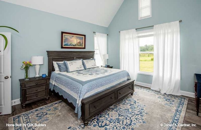 Vaulted Ceilings and Blue Bedding That Make the Room Feel Like a Deep Breath