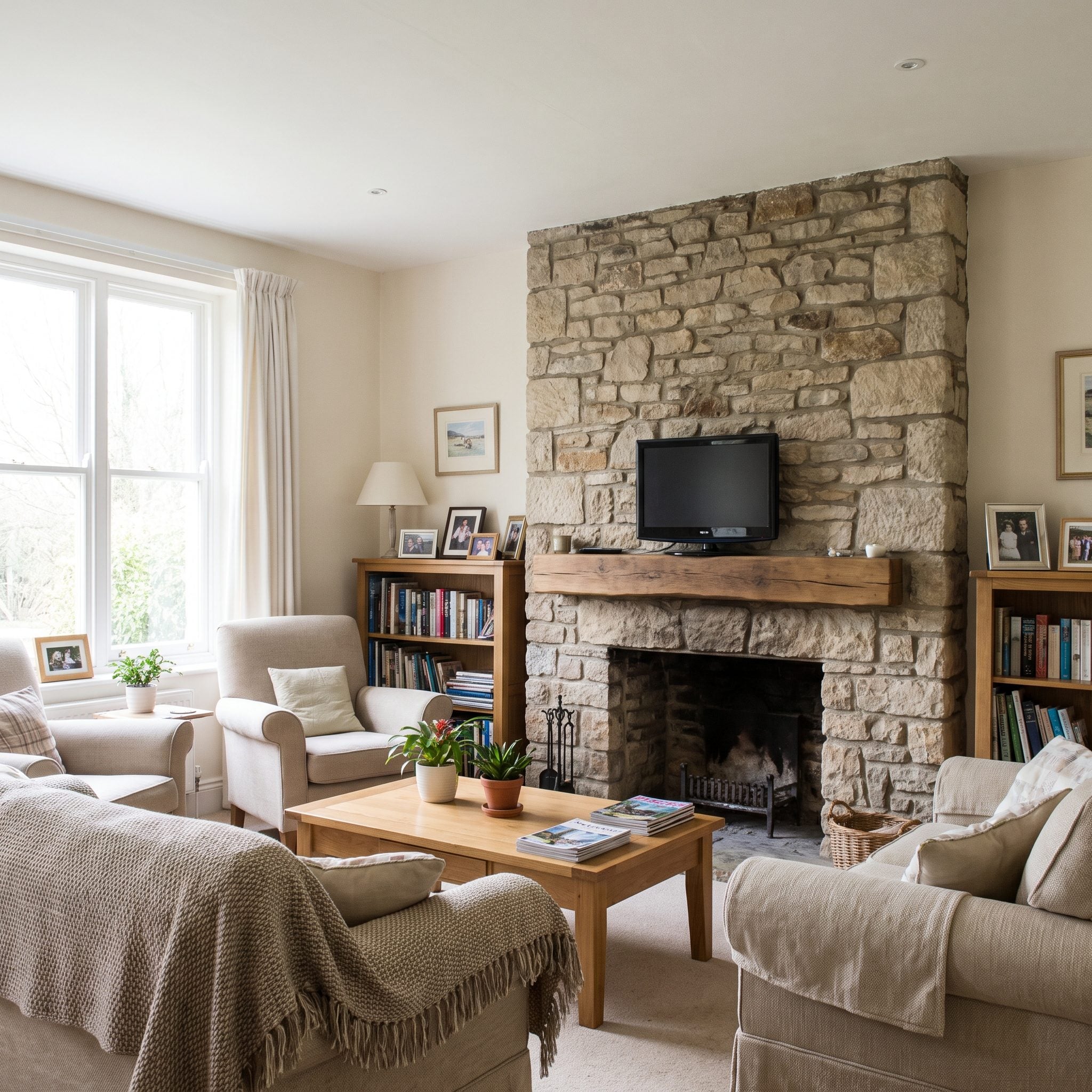 The Small TV Floating Awkwardly Above a Massive Mantel