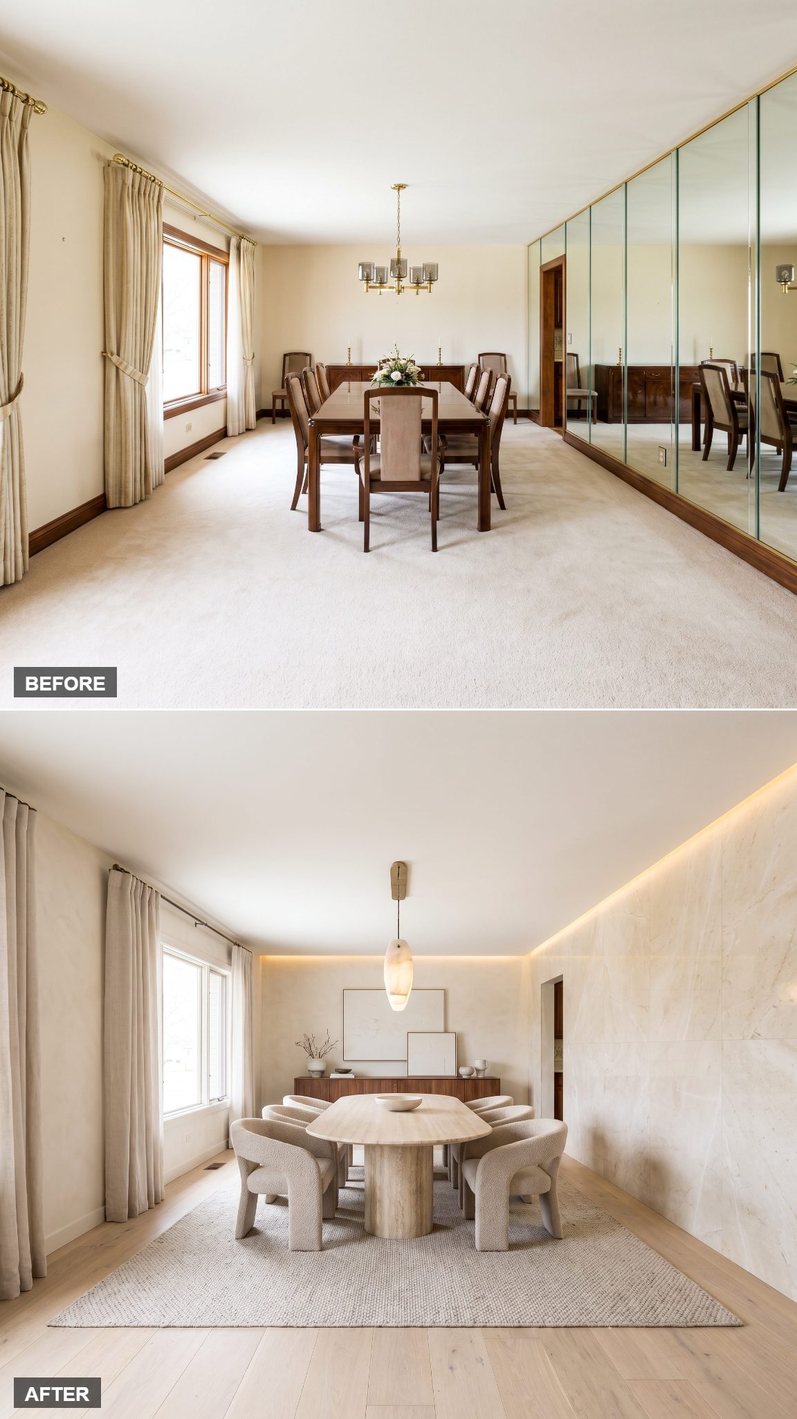 From Smoked Mirrors to Warm Modern Limestone Luxury
