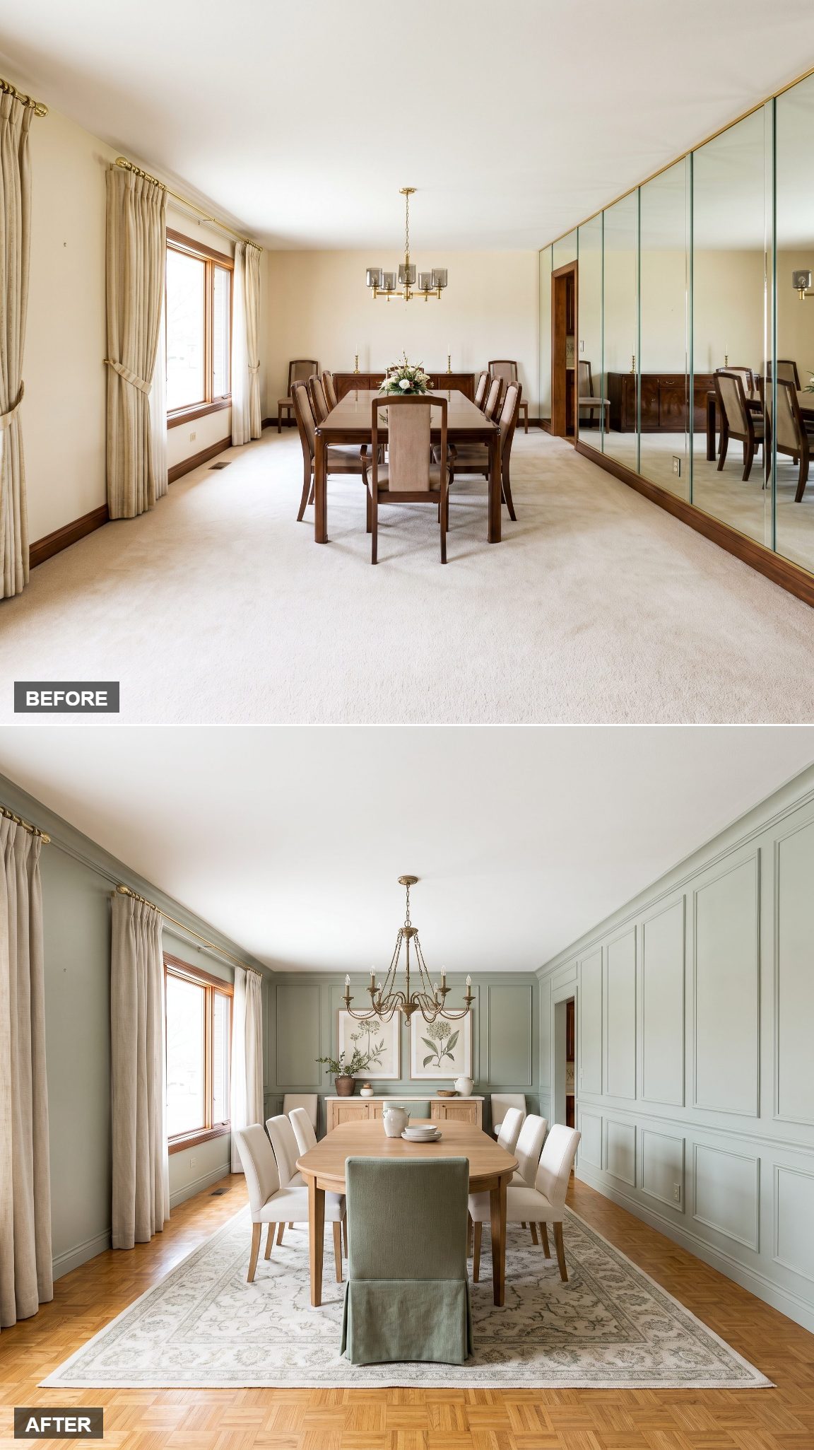 Soft Sage European Dining Room