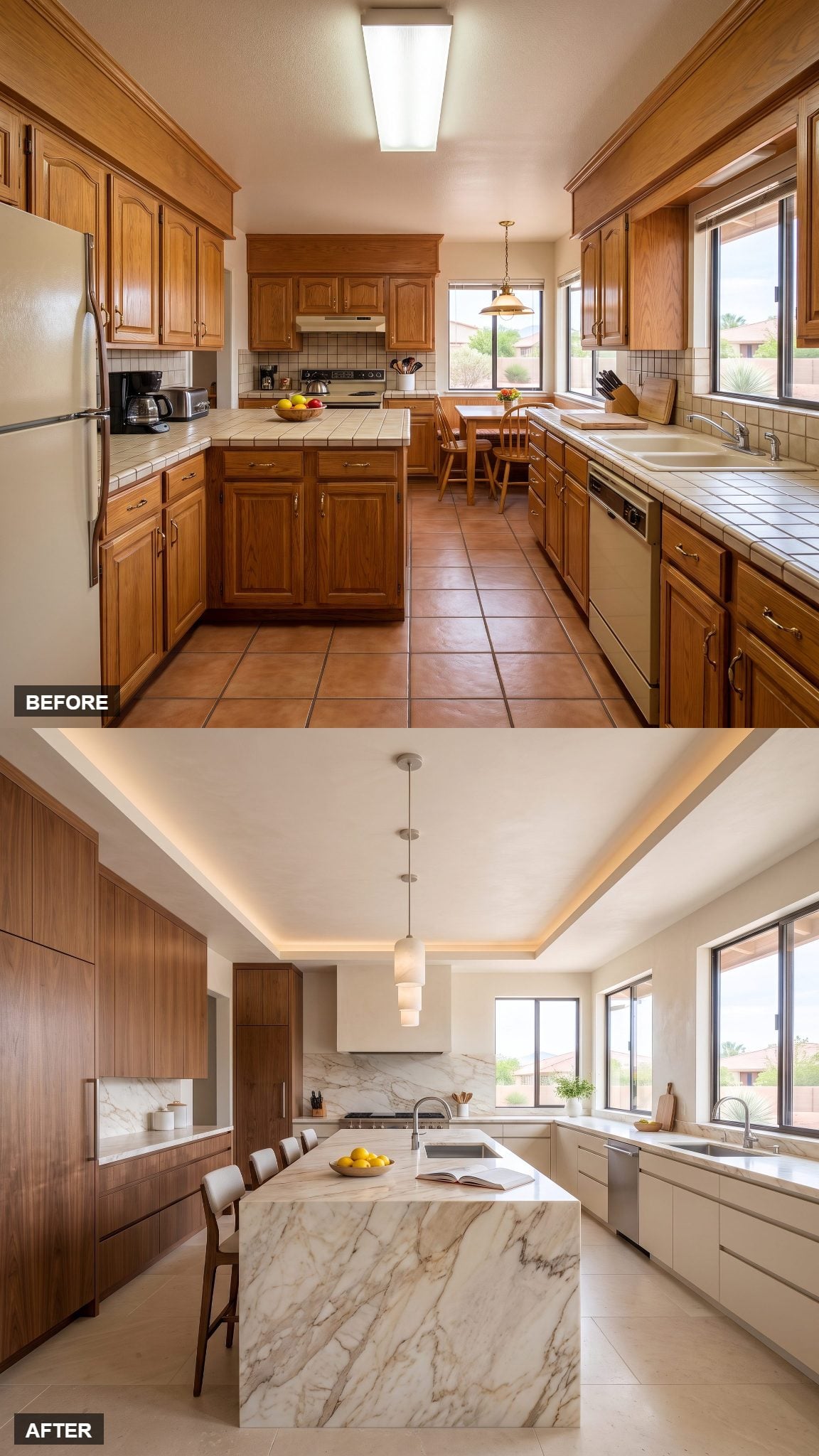 Southwest Marble Statement Kitchen, Where One Slab Does All the Talking