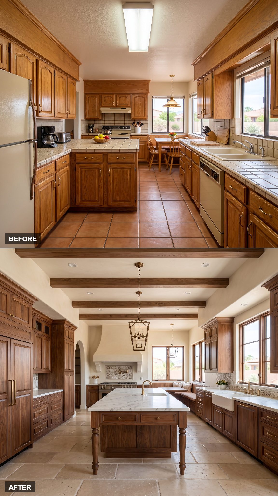 Spanish Mediterranean in Walnut and Honed Marble