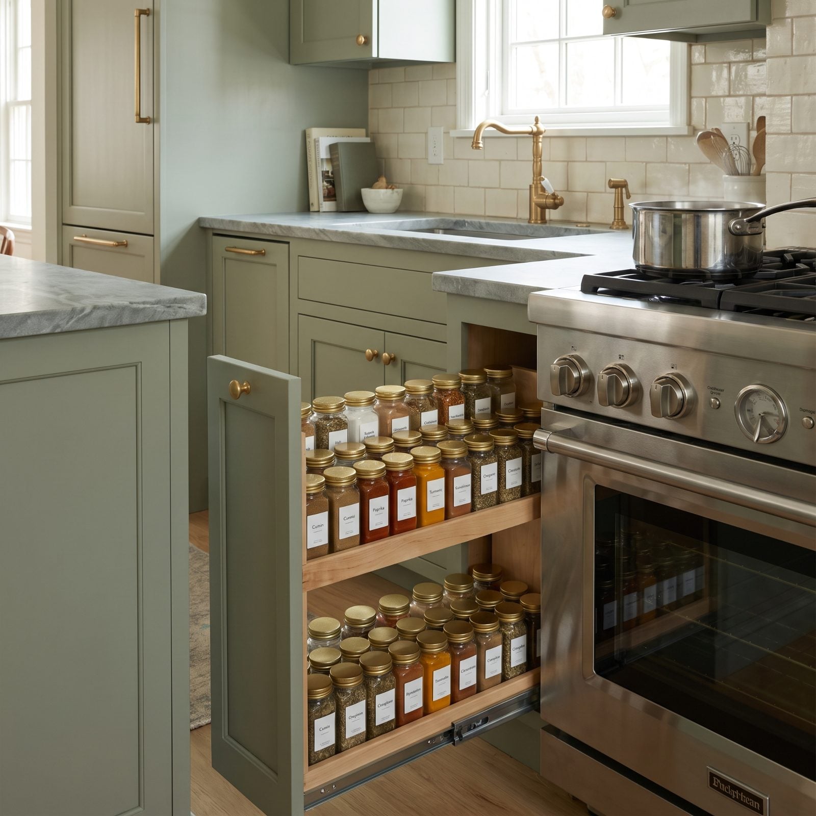 Spices Stored Within Arm’s Reach of the Cooking Zone