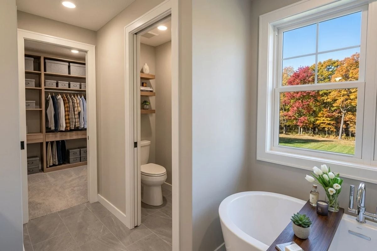 Freestanding Tub, Walk-In Closet, and a Water Closet With Its Own Door Like It Should