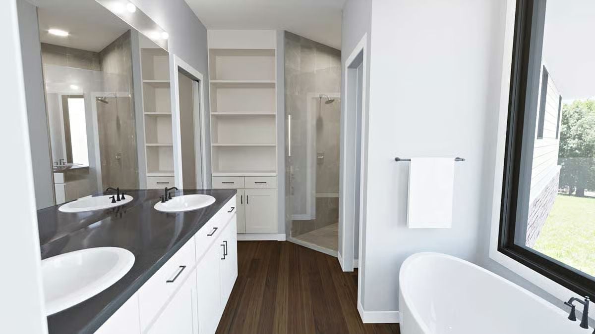 Double Sinks, Open Shelving, and Two Showers Built for Two People Who Don't Share Well