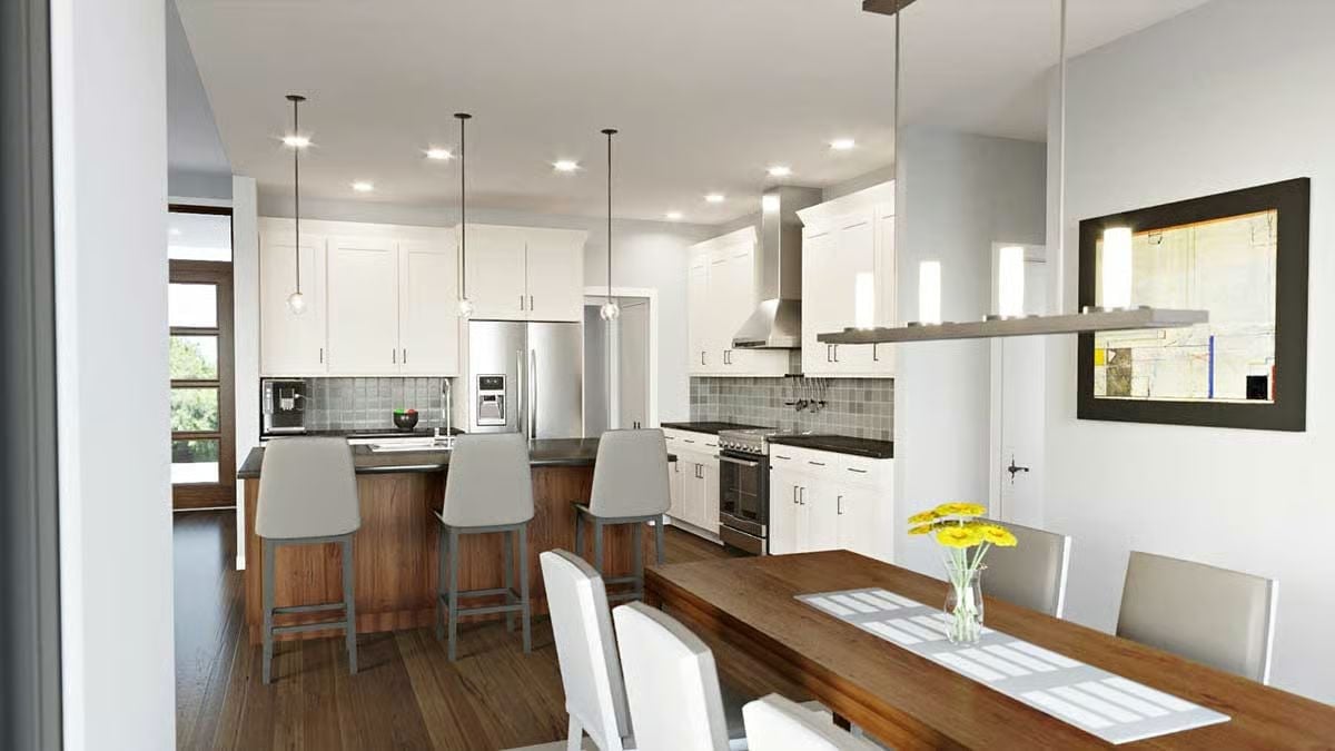 Pendant Lights, Dark Counters, and a Kitchen That Actually Has Room to Cook
