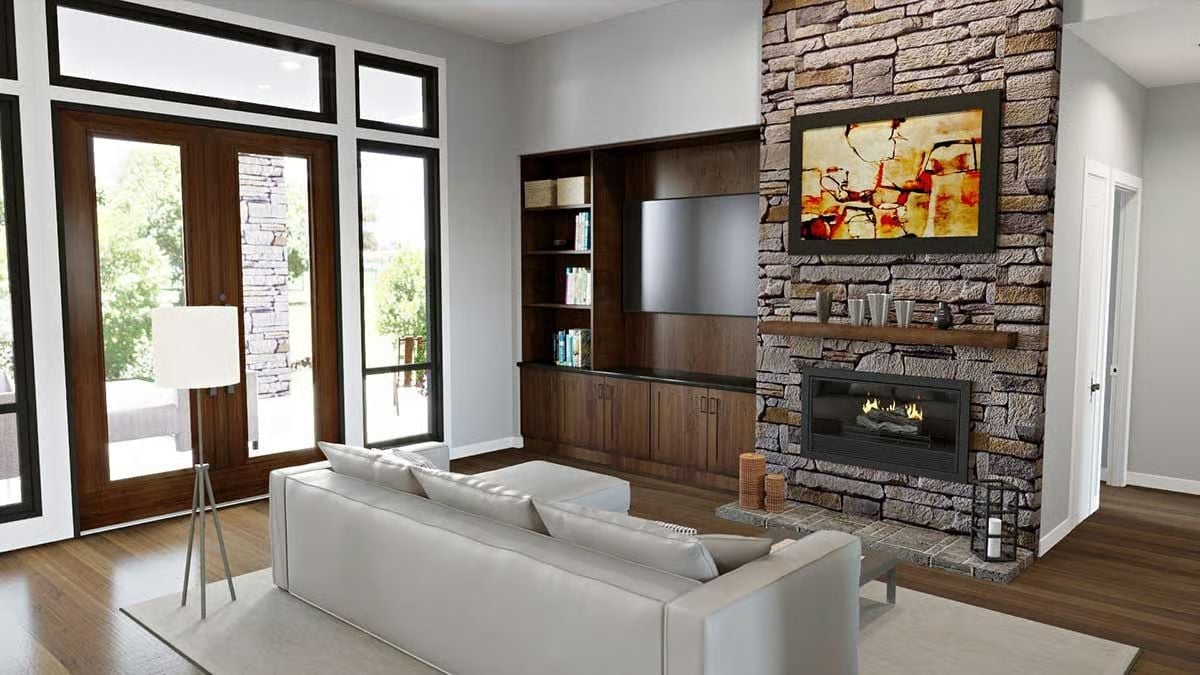 Stacked Stone to the Ceiling and a Fire Worth Coming Home For