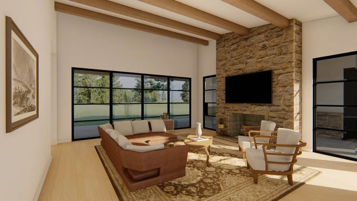 Stone Fireplace Wall That Earns Every Inch of Vertical Space