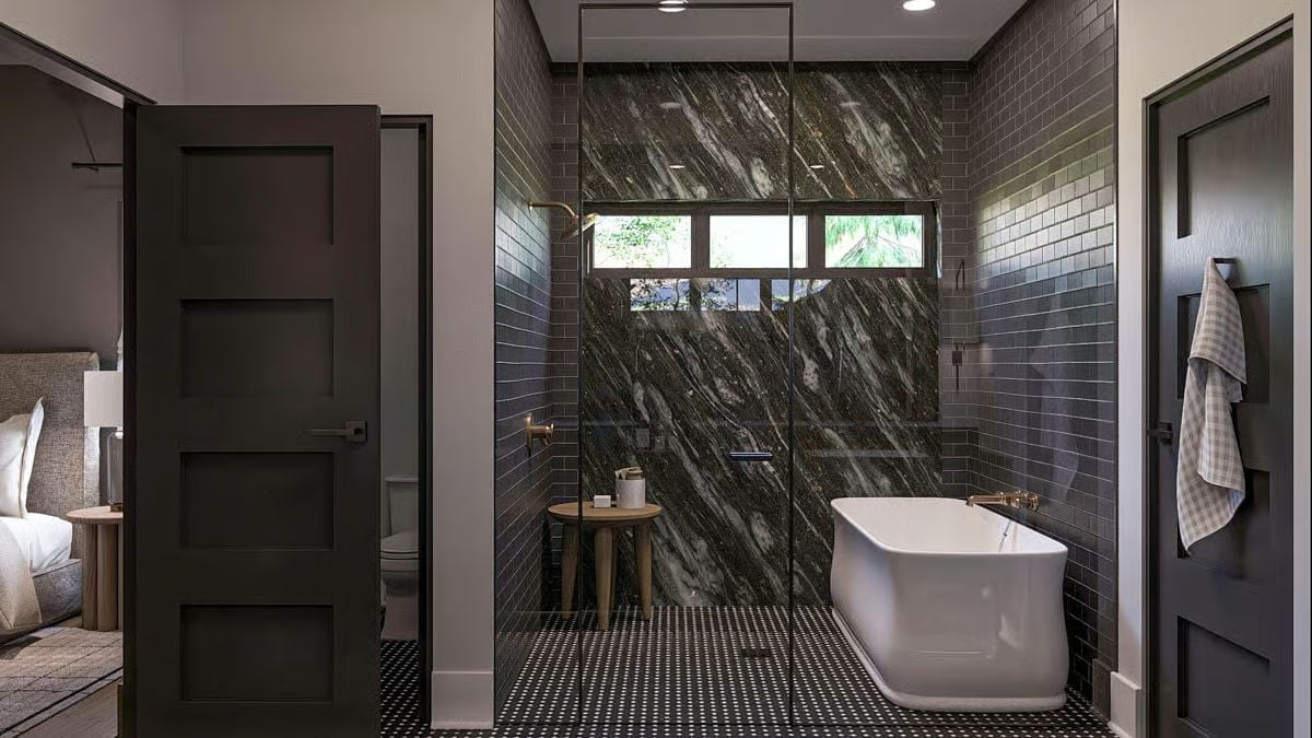 Freestanding Tub Inside a Walk-In Shower Is the Spa Move Worth Copying