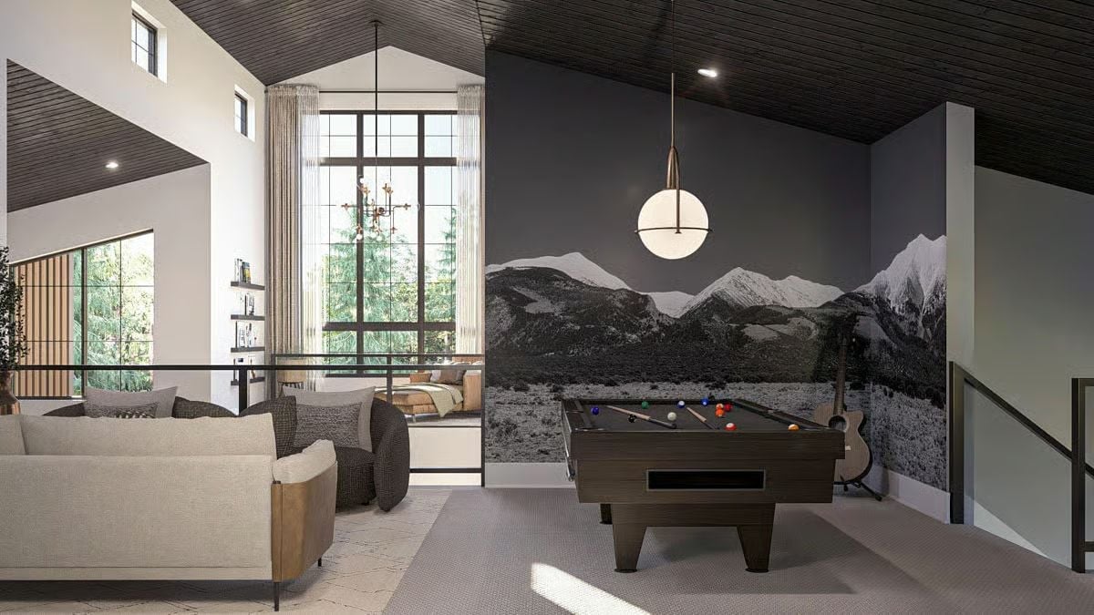 Pool Table, Mountain Mural, and a Pendant That Earns Its Spot Above the Felt
