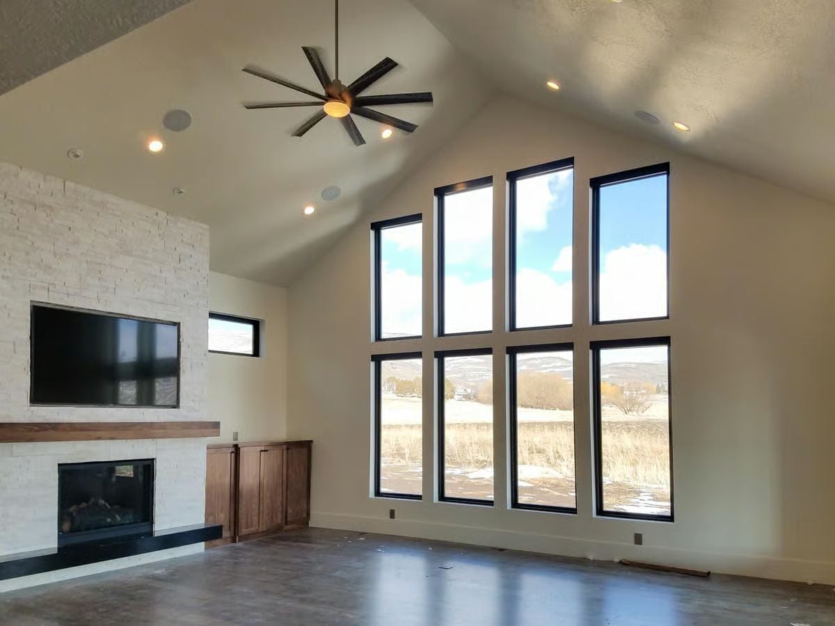 Vaulted Great Room Where the Mountain View Does the Heavy Lifting