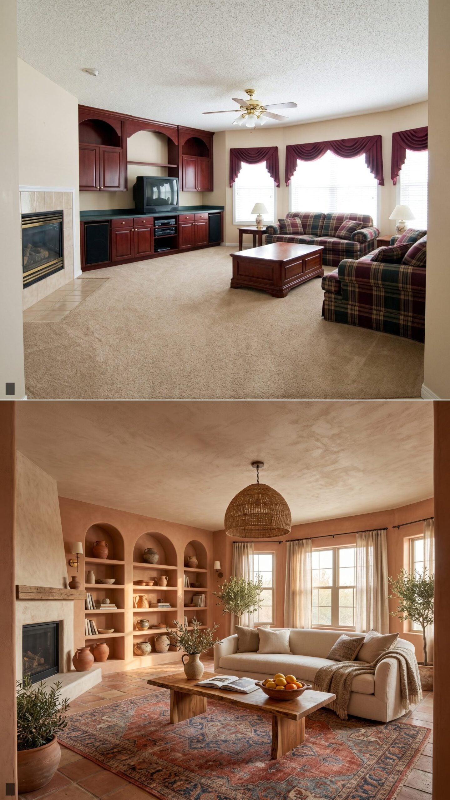 Sun-Baked Mediterranean Sitting Room in Terracotta and Lime Wash