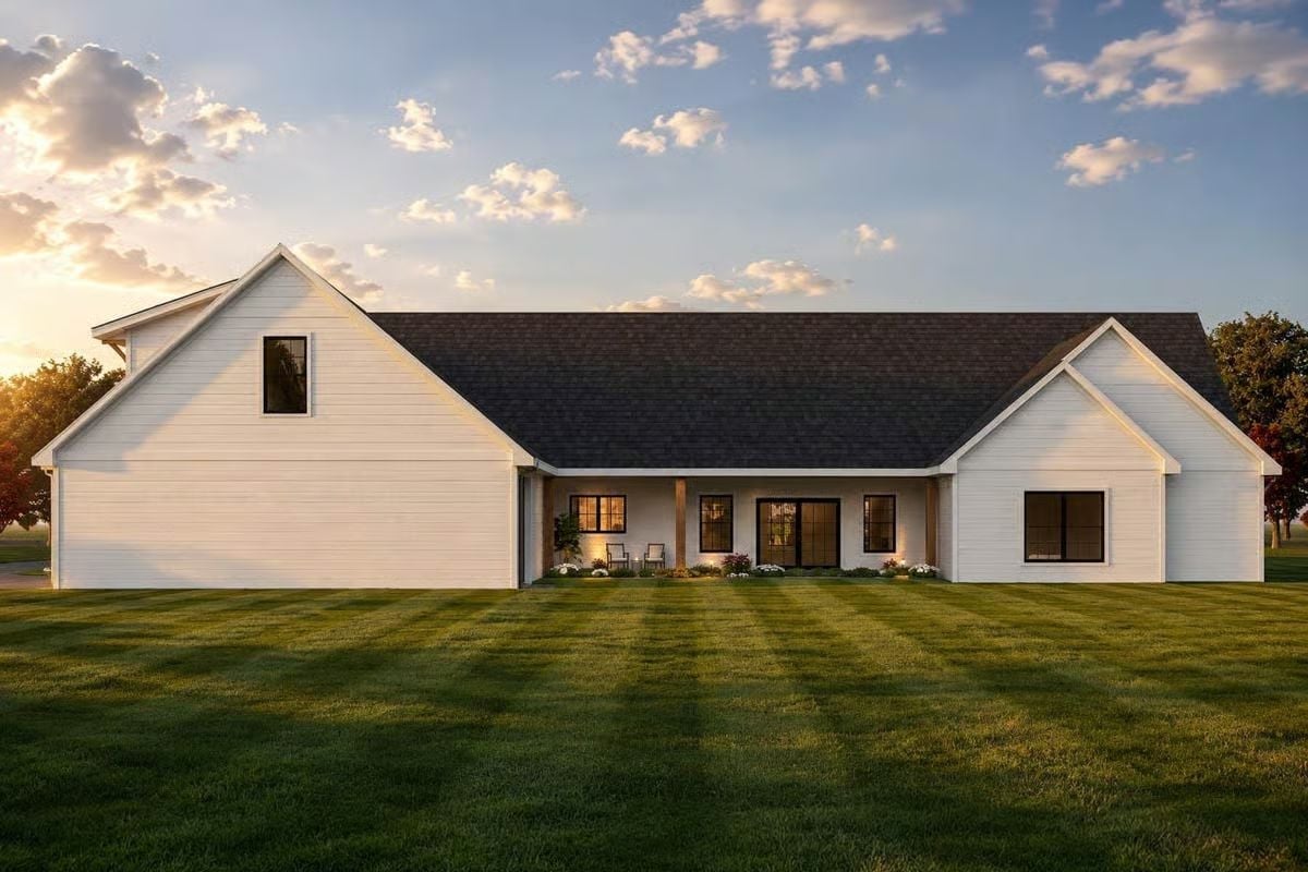 White Lap Siding and a Dark Roof That Actually Work Together
