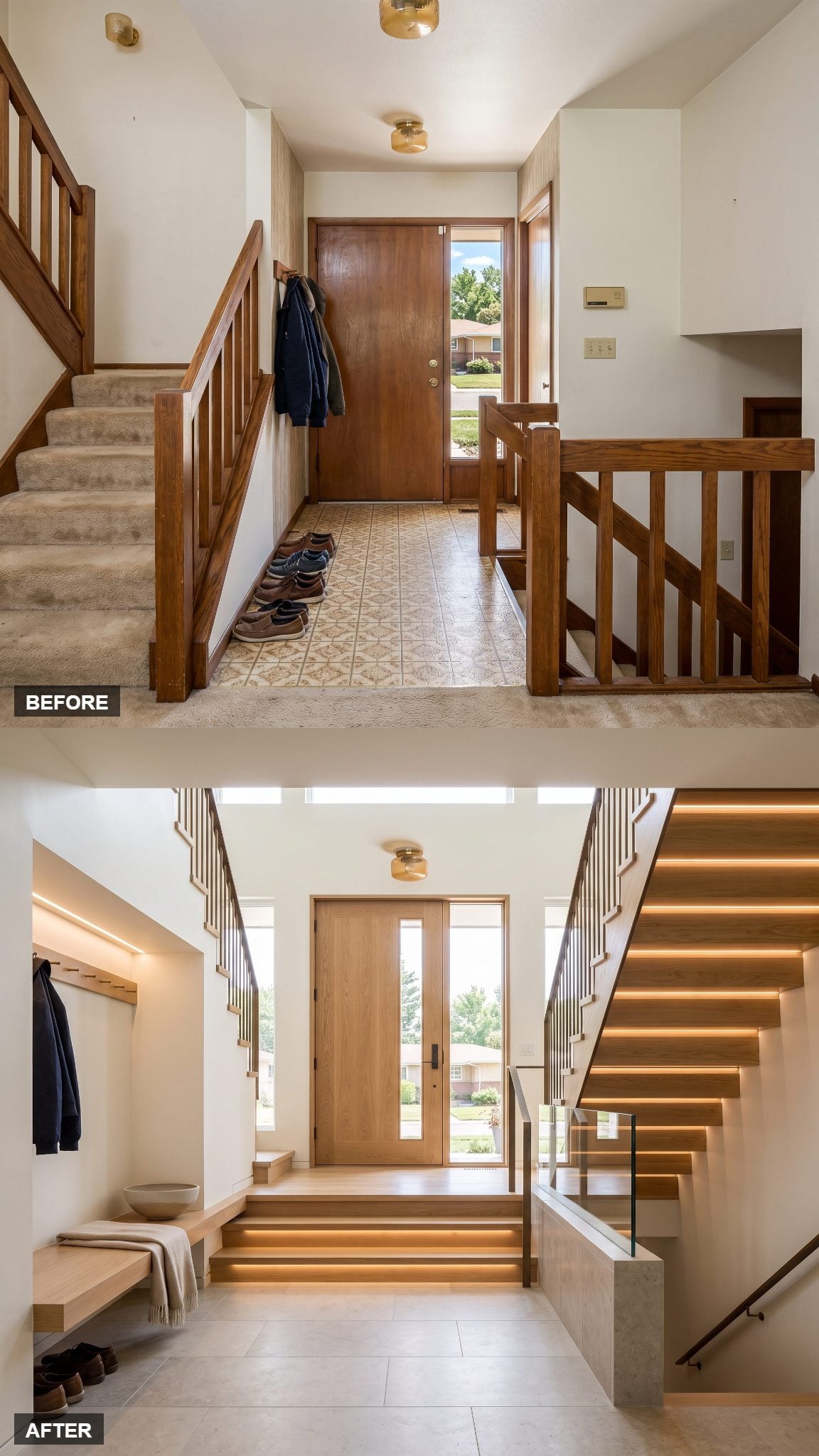 Sunken Entry Portal With Elevated Stair Landing