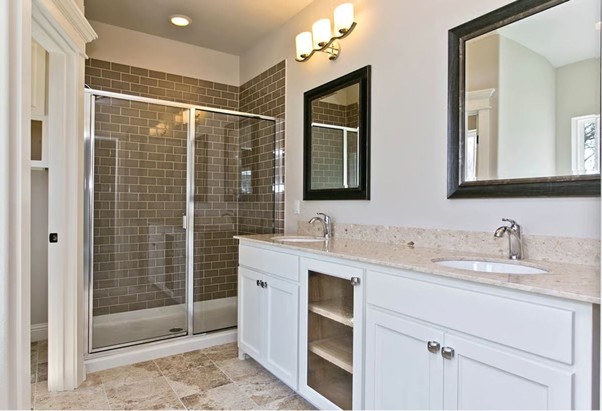 Subway Tile in Warm Taupe Pulls the Shower Away From Every Generic Bath