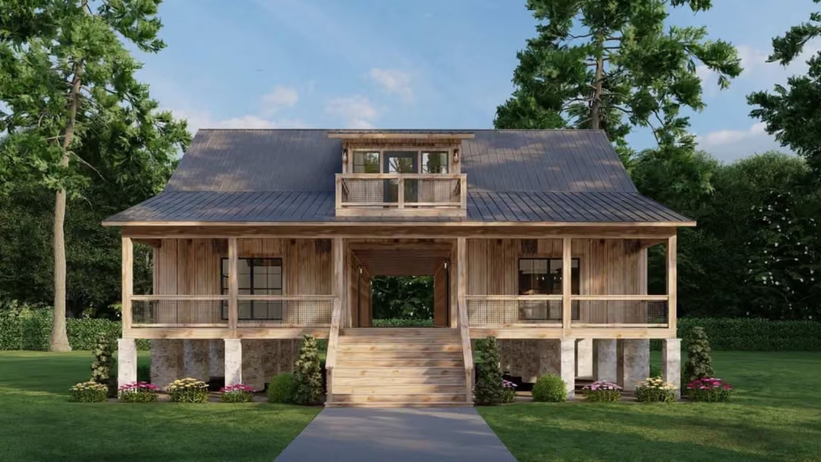 The Dogtrot 3-Bedroom Rustic with Wraparound Porch Designed for Couples Who Want a Home That Feels Like Vacation (Floor Plan)