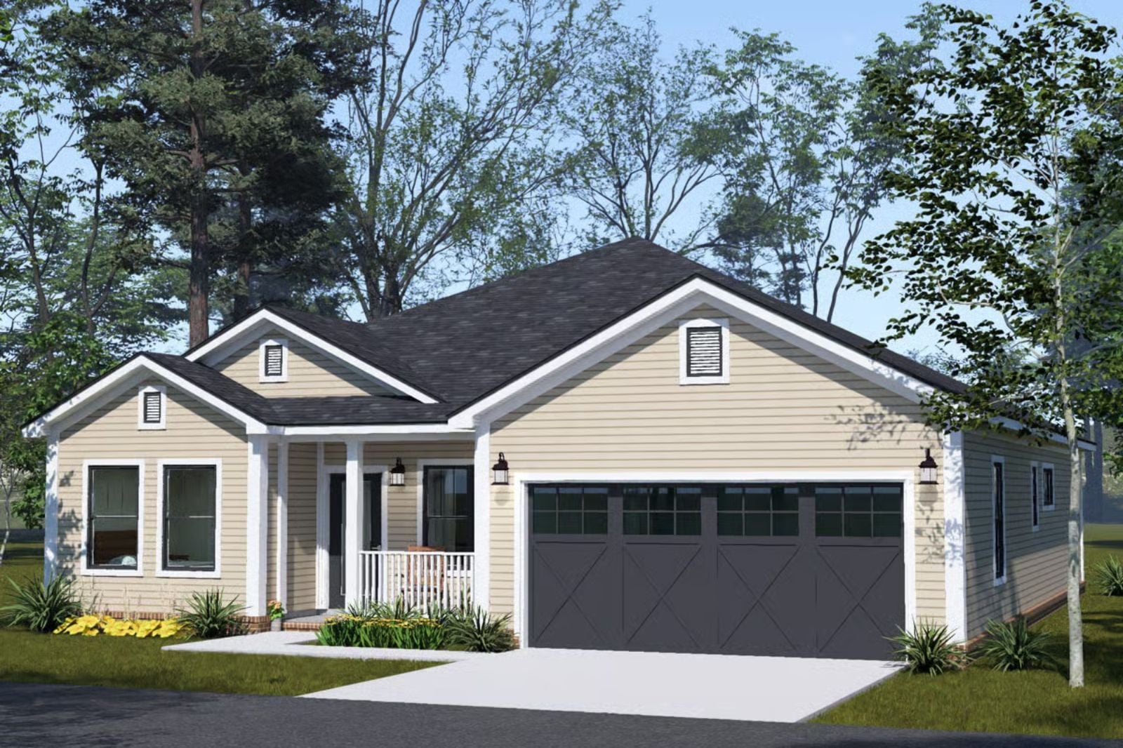 The Tanglewood 3-Bedroom Craftsman Cottage House Plan with Open-Concept Living (1,556 Sq. Ft. Floor Plan)