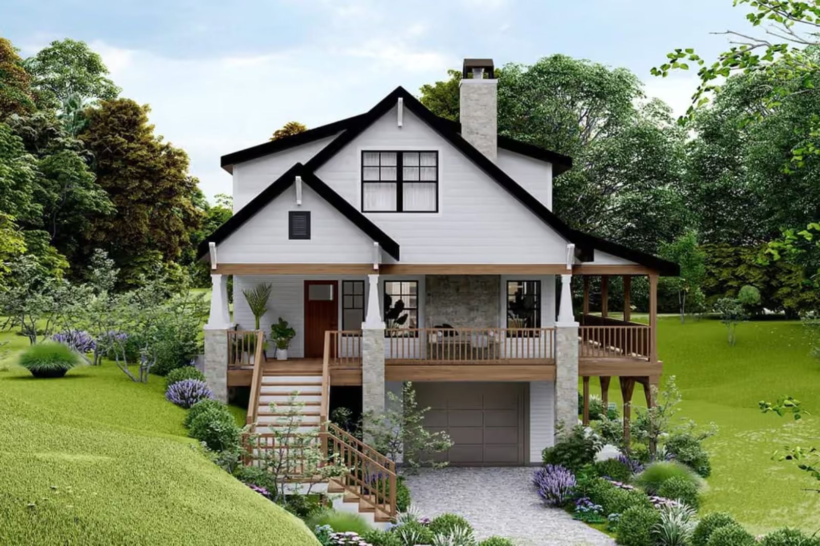 The Underport 3-Bedroom Cottage House Plan with Wraparound Porch (1,633 Sq. Ft. Floor Plan)