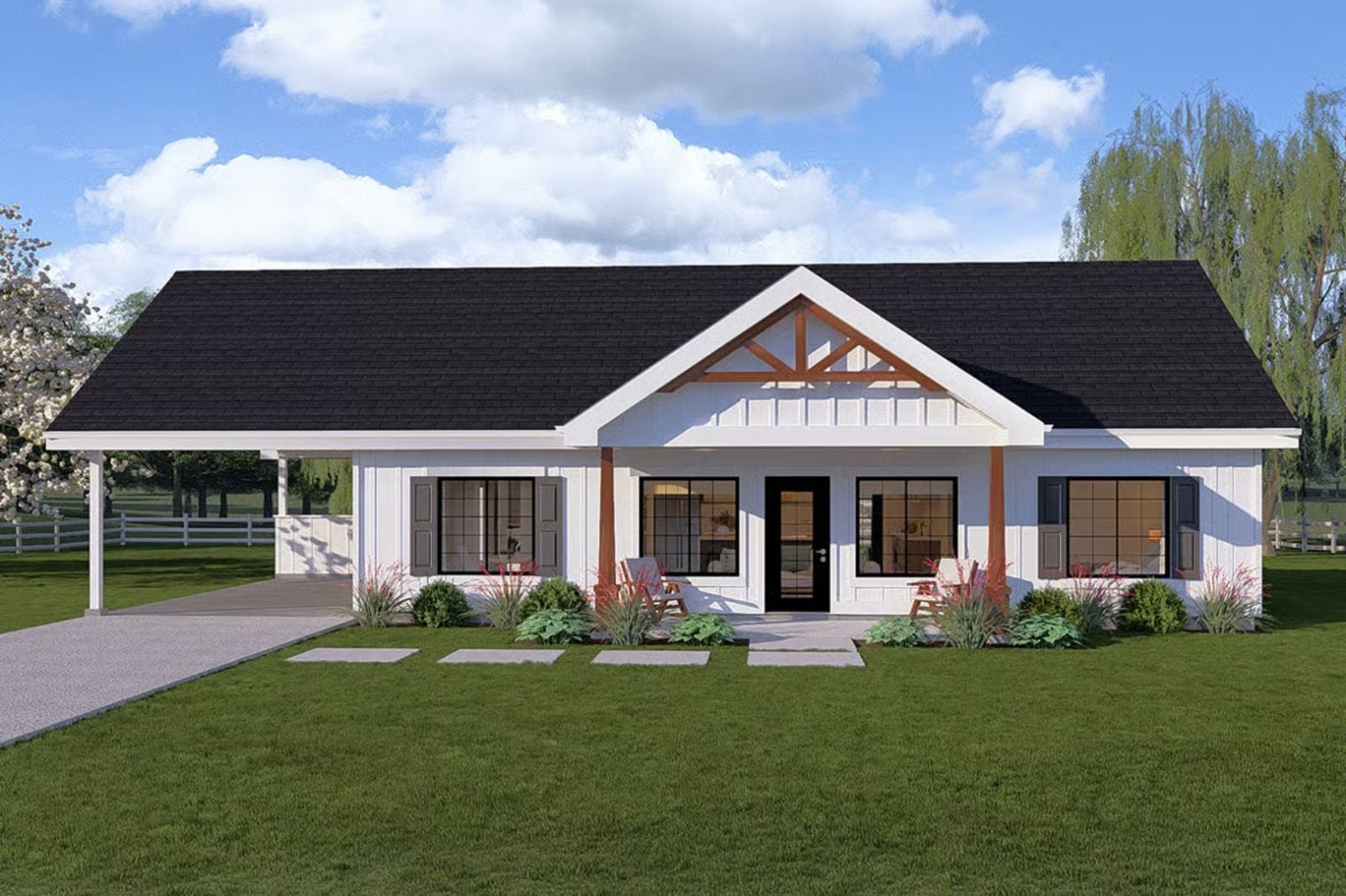 The Willowrun 2-Bedroom Modern Farmhouse with Vaulted Great Room Designed for Couples Who Love a Quiet Morning Coffee More Than Anything (Floor Plan)