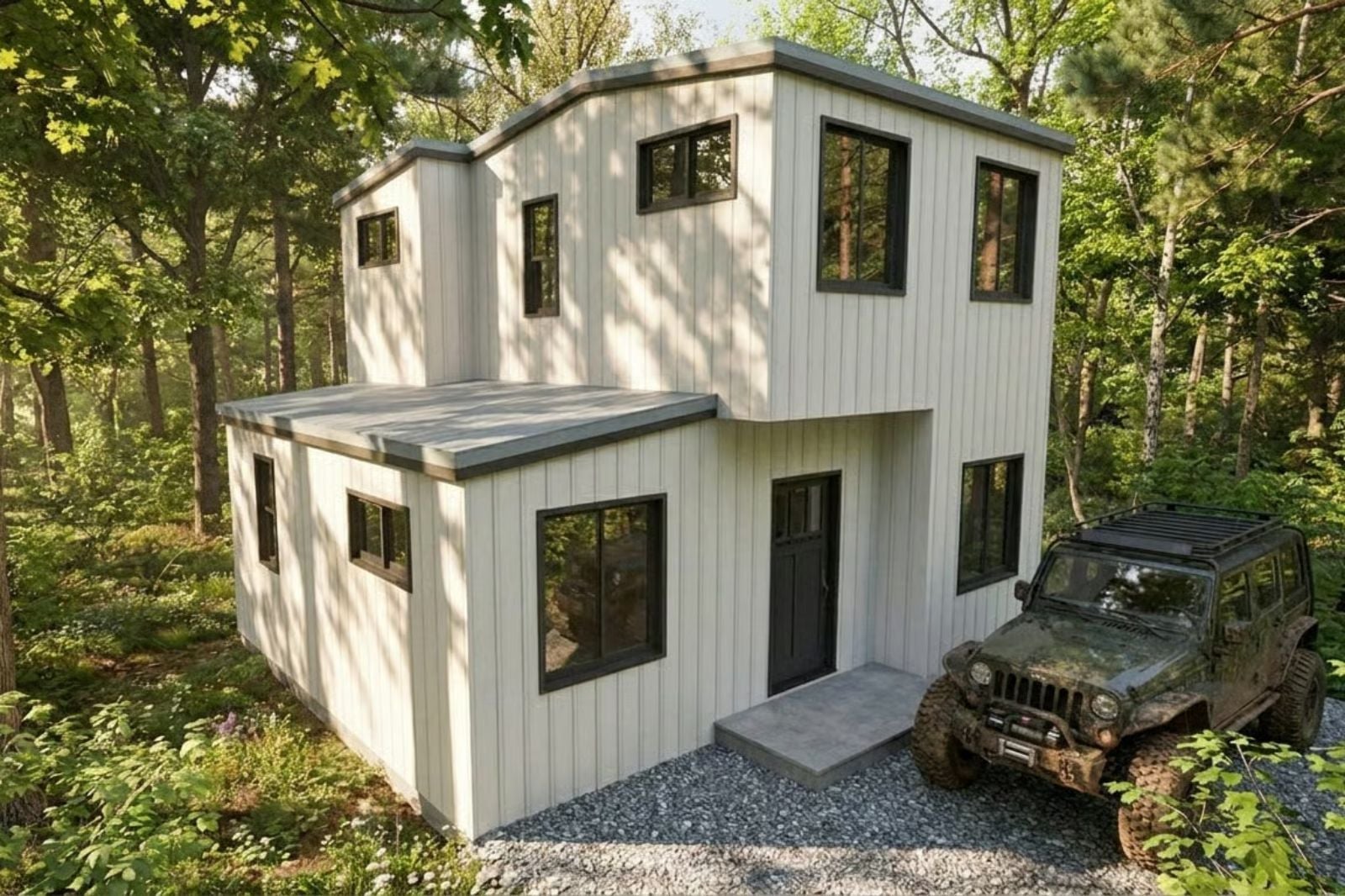 The Woodcube 2-Bedroom Cabin with Loft and Office Designed for Couples Who Want a Home That Feels Like Vacation (Floor Plan)